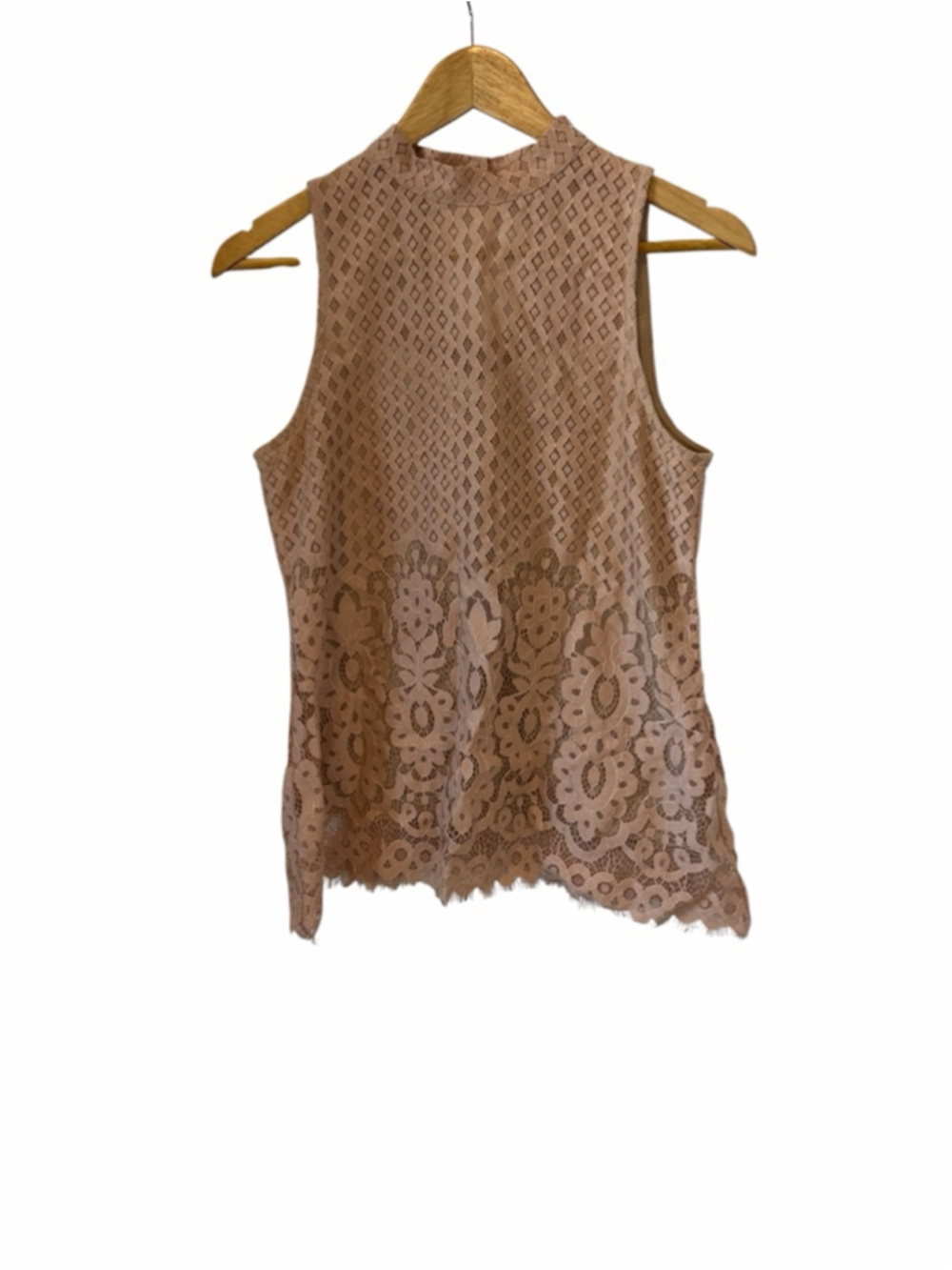 Love Fire Lace Tank Top Medium Blush Pink Floral Sleeveless Boho Chic
